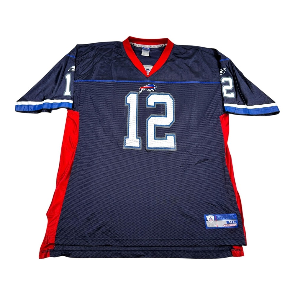 Buffalo Bills Football Jersey Mens XL Blue NFL Reebok Kelly 12 On Field